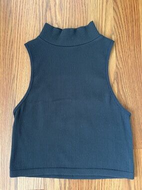 Zara grey high neck top ribbed fabric